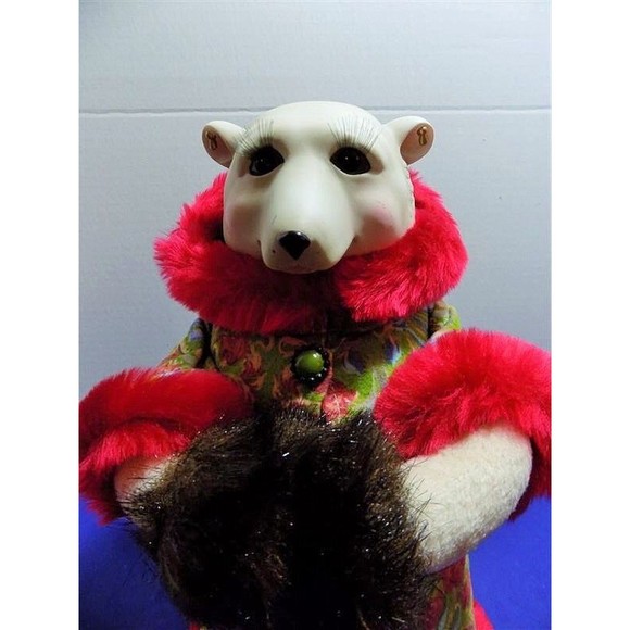 Rare Christmas Holiday High Fashion Miss Polar Bear Figurine Statue - Picture 3 of 7